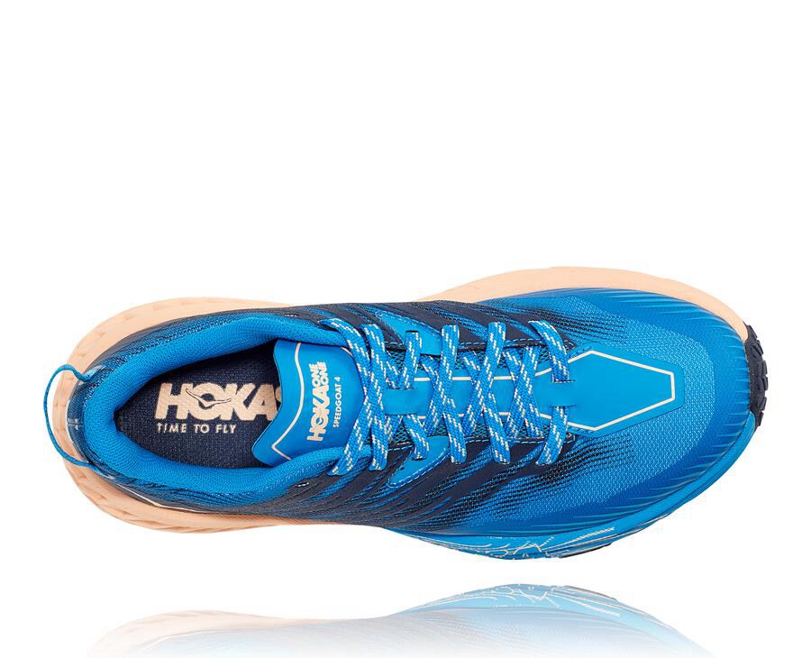 Trail Shoes Womens - Hoka One One Speedgoat 4 - Blue - SELYBRI-90